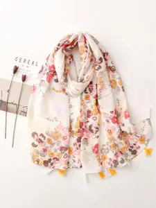 QUECY Women Printed Tasselled Border Scarf