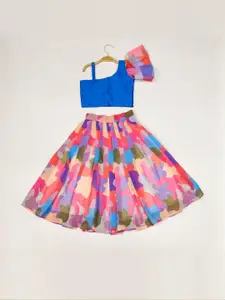 Shoryam Fashion Girls Blue Raw Silk Lehenga Choli