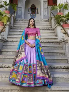 JULEE Printed Ready to Wear Lehenga & Unstitched Blouse With Dupatta