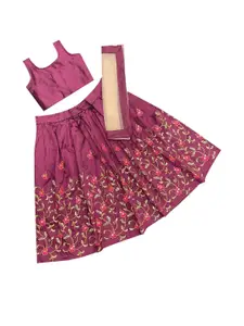 Shoryam Fashion Girls Thread Work Ready to Wear Lehenga & Blouse With Dupatta