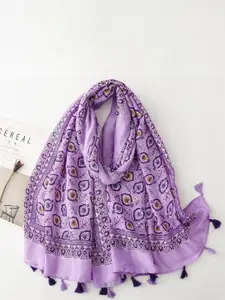 QUECY Women Printed  Tasselled Border Scarf