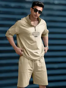 Maniac Printed Cotton Round Neck Half Sleeve T-Shirt With Short Co-Ords