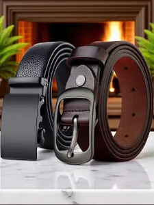 Provogue Pack Of 2 Brown And Black Formal Slim Belts