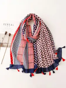 QUECY Women Printed Tasselled Scarf