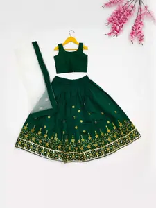 Shoryam Fashion Girls Green Raw Silk Lehenga Choli