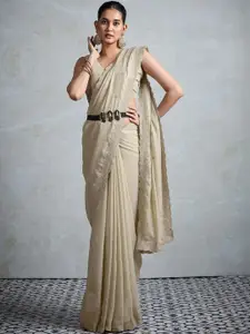 Anouk Cream Pure Georgette  Sarees