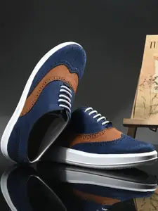 GWALK Men Colourblocked Suede Brogues