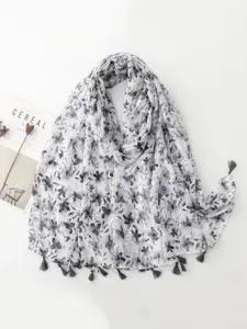 QUECY Women Printed Tasselled Scarf