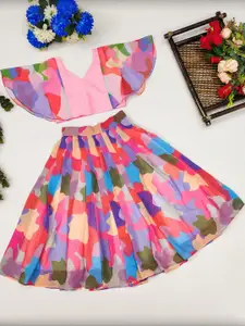 Shoryam Fashion Girls Pink Raw Silk Lehenga Choli