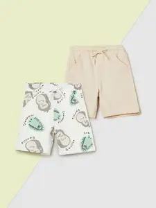 max Boys Pack of 2 Printed Regular Fit Mid-Rise Cotton Shorts
