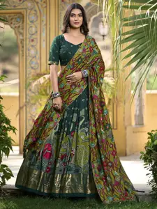 Aika Women Printed Foil Print Ready to Wear Lehenga & Unstitched Blouse With Dupatta