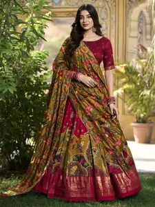 JULEE Printed Ready to Wear Lehenga & Unstitched Blouse With Dupatta