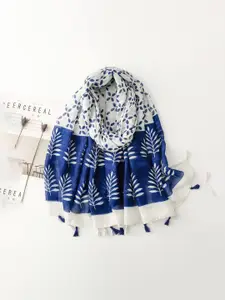 QUECY Women Printed Scarf With Tasselled Border
