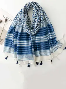 QUECY Women Printed Tasseled Scarf