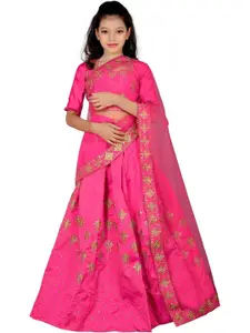 Shoryam Fashion Girls Pink Raw Silk Lehenga Choli