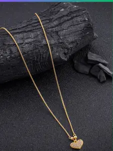 DressBerry Gold-Plated Artificial Beads Minimal Chian With Pendant