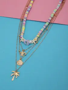 Carlton London Girls Pack Of 2 Rose Gold-Plated Pearls Layered Necklace