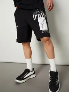 max Men Typography Printed Cotton Mid-Rise Shorts