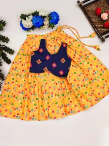 Shoryam Fashion Girls Yellow Raw Silk Lehenga Choli