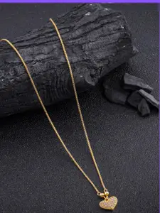 DressBerry Gold-Plated Artificial Beads Minimal Chian With Pendant