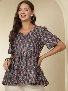 Anouk Rustic Women Ethnic Motifs Printed V-Neck Kurtis