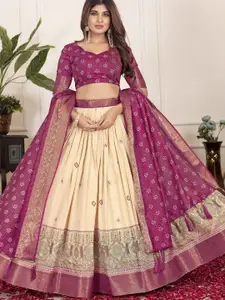 Aika Printed Foil Print Ready to Wear Lehenga & Unstitched Blouse With Dupatta