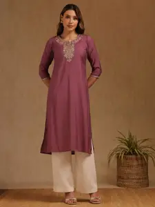 Soch Floral Embroidered Notch Neck Sequins Straight Kurta