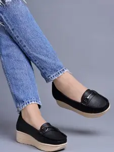 Stylestry Girls Black Loafers