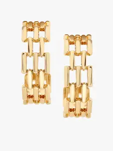 Kazo Gold-Plated Contemporary Radiant Grid Hoop Earrings