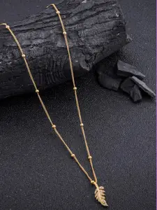 DressBerry Gold-Plated Artificial Beads Minimal Chian With Pendant