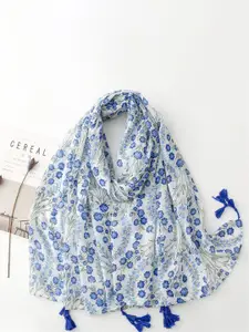 QUECY Women Printed Scarf with Tasselles
