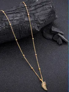 DressBerry Gold-Plated Artificial Beads Minimal Chian With Pendant