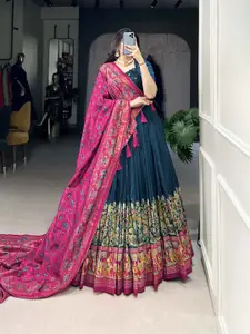 JULEE Printed Ready to Wear Lehenga & Unstitched Blouse With Dupatta