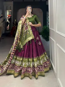 JULEE Printed Ready to Wear Lehenga & Unstitched Blouse With Dupatta