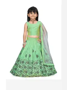 Shoryam Fashion Girls Green Raw Silk Lehenga Choli