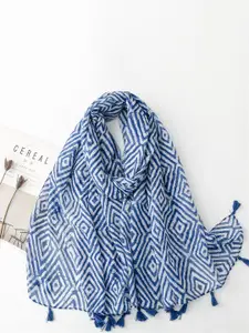QUECY Women Printed Scarf with Tasselles