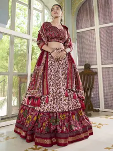 JULEE Floral Printed Art Silk Ready to Wear Lehenga & Unstitched Blouse With Dupatta