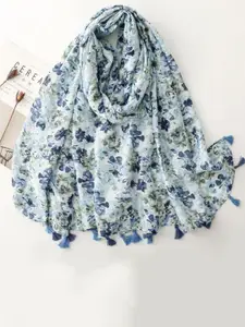 QUECY Women Printed Scarf with Tasselles