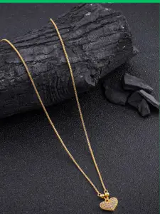 DressBerry Gold-Plated Artificial Beads Minimal Chian With Pendant