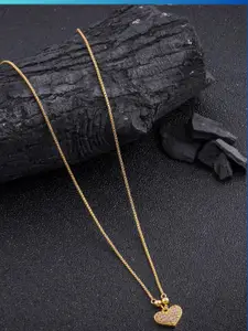 DressBerry Gold-Plated Artificial Beads Minimal Chian With Pendant