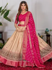 JULEE Printed Ready to Wear Lehenga & Unstitched Blouse With Dupatta