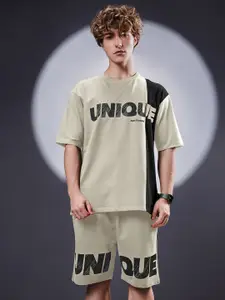 Maniac Printed Cotton Round Neck Half Sleeve T-Shirt With Short Co-Ords