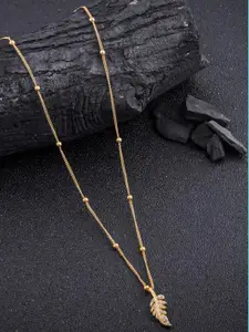 DressBerry Gold-Plated Artificial Beads Minimal Pendant With Chain