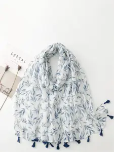 QUECY Women Printed  Tasselled Border Scarf