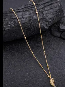 DressBerry Gold-Plated Artificial Beads Minimal Chian With Pendant