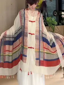 QUECY Women Striped Printed Scarf