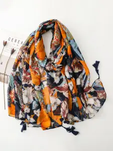 QUECY Women Printed Scarf with Tasselles