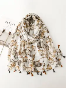 QUECY Women Printed Tasselled Scarf
