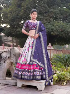 Aika Printed Foil Print Ready To Wear Lehenga & Unstitched Blouse With Dupatta