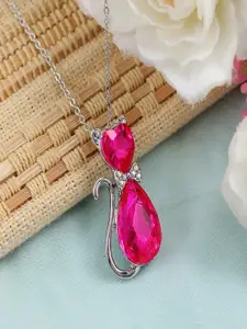 Vientiq Silver-Plated pink pendant and Necklace